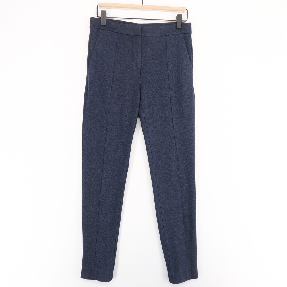 Tibi Pants Womens 2 Blue Ankle Zip Slim Fit Mid Rise Dress Trousers Stretch Knit